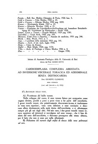 Folia medica periodico trimensile di patologia e clinica medica