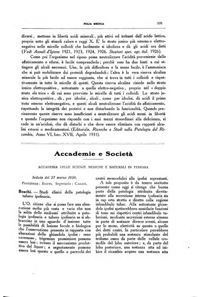 Folia medica periodico trimensile di patologia e clinica medica