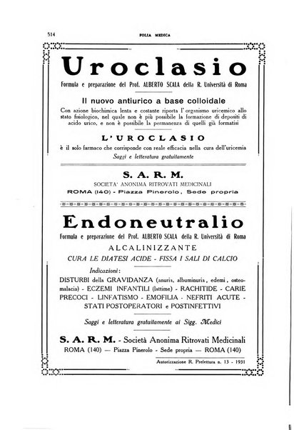 Folia medica periodico trimensile di patologia e clinica medica