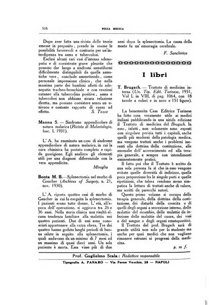 Folia medica periodico trimensile di patologia e clinica medica