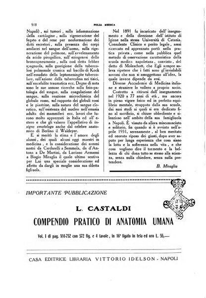 Folia medica periodico trimensile di patologia e clinica medica