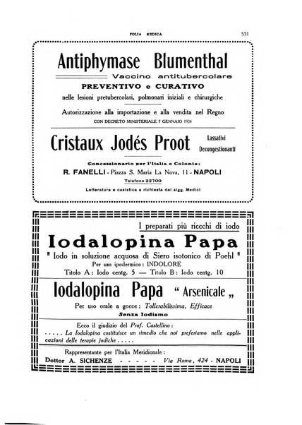 Folia medica periodico trimensile di patologia e clinica medica