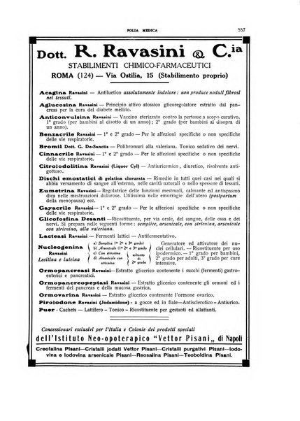 Folia medica periodico trimensile di patologia e clinica medica