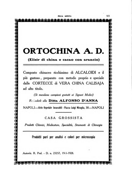 Folia medica periodico trimensile di patologia e clinica medica