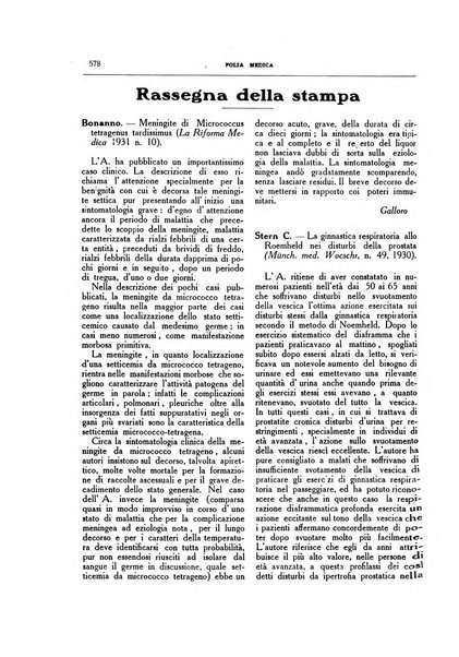 Folia medica periodico trimensile di patologia e clinica medica