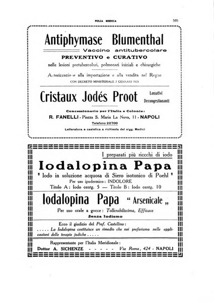 Folia medica periodico trimensile di patologia e clinica medica