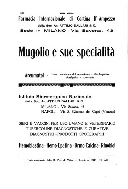 Folia medica periodico trimensile di patologia e clinica medica