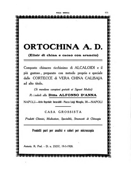 Folia medica periodico trimensile di patologia e clinica medica