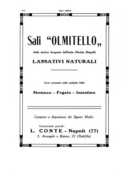 Folia medica periodico trimensile di patologia e clinica medica