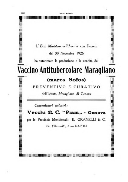 Folia medica periodico trimensile di patologia e clinica medica