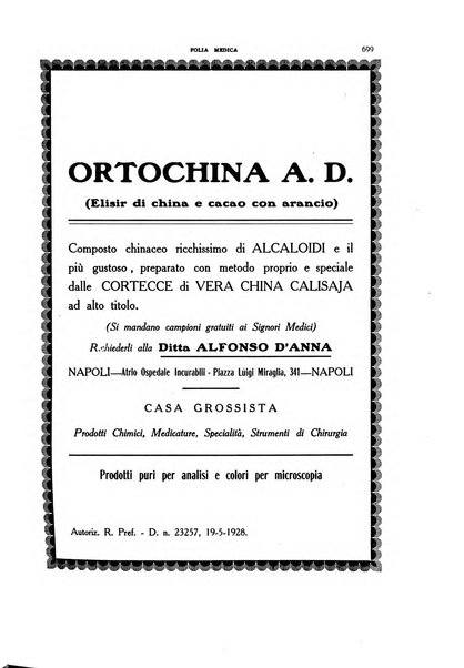 Folia medica periodico trimensile di patologia e clinica medica