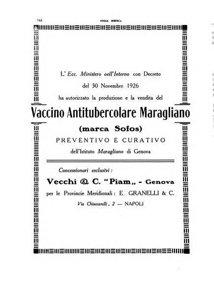 Folia medica periodico trimensile di patologia e clinica medica