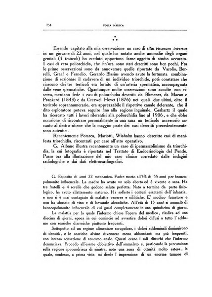 Folia medica periodico trimensile di patologia e clinica medica