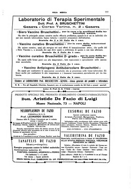 Folia medica periodico trimensile di patologia e clinica medica