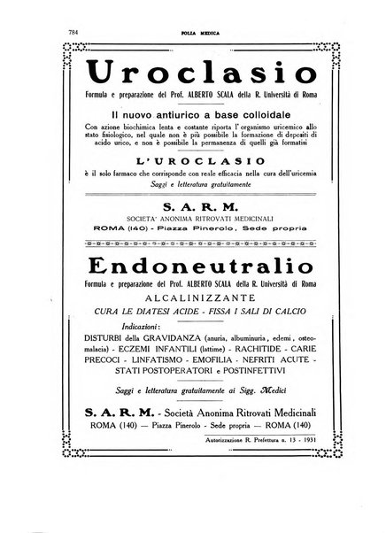 Folia medica periodico trimensile di patologia e clinica medica