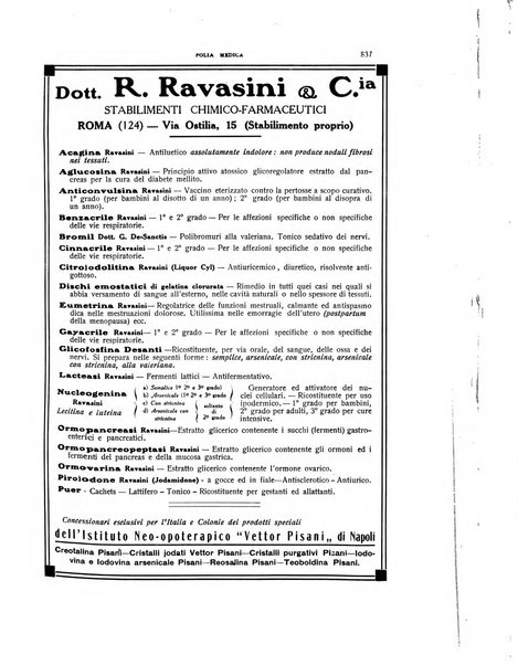 Folia medica periodico trimensile di patologia e clinica medica