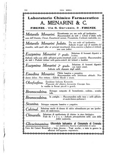 Folia medica periodico trimensile di patologia e clinica medica