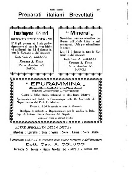 Folia medica periodico trimensile di patologia e clinica medica