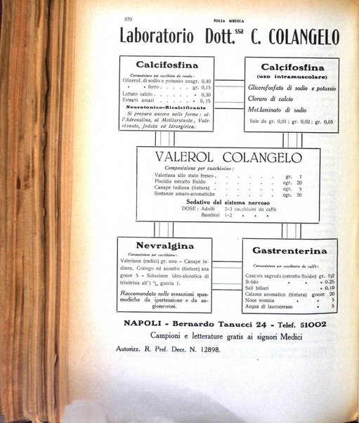 Folia medica periodico trimensile di patologia e clinica medica