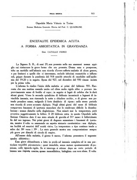 Folia medica periodico trimensile di patologia e clinica medica