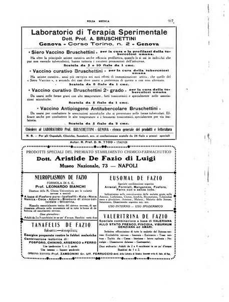 Folia medica periodico trimensile di patologia e clinica medica