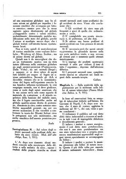 Folia medica periodico trimensile di patologia e clinica medica