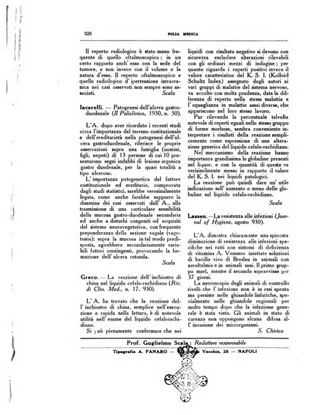 Folia medica periodico trimensile di patologia e clinica medica