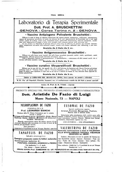 Folia medica periodico trimensile di patologia e clinica medica