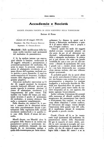 Folia medica periodico trimensile di patologia e clinica medica