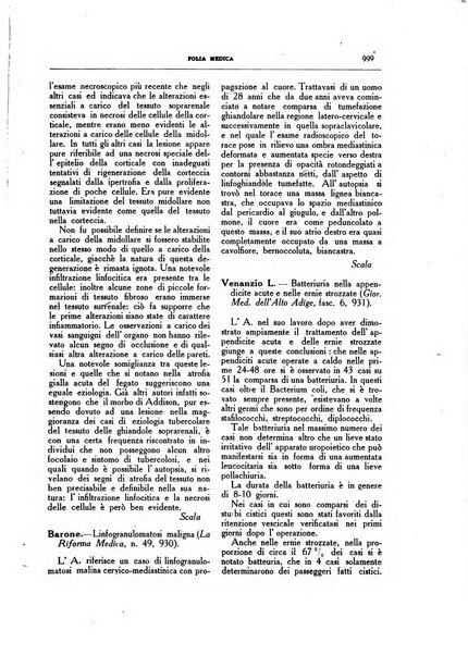 Folia medica periodico trimensile di patologia e clinica medica