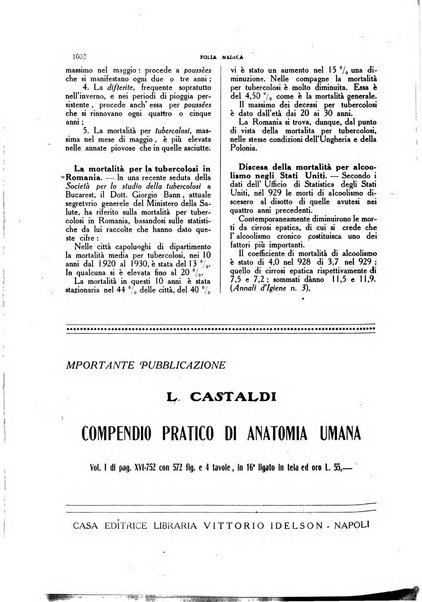 Folia medica periodico trimensile di patologia e clinica medica