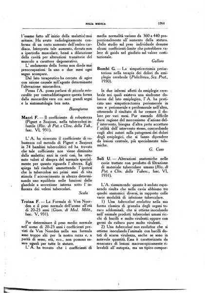 Folia medica periodico trimensile di patologia e clinica medica