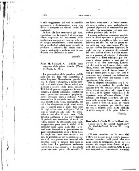 Folia medica periodico trimensile di patologia e clinica medica