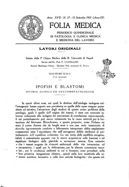 Folia medica periodico trimensile di patologia e clinica medica