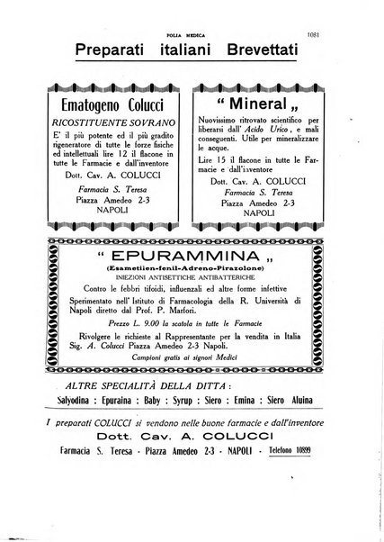 Folia medica periodico trimensile di patologia e clinica medica