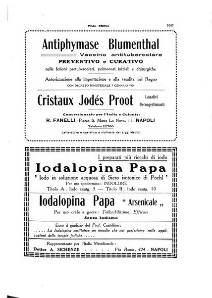 Folia medica periodico trimensile di patologia e clinica medica