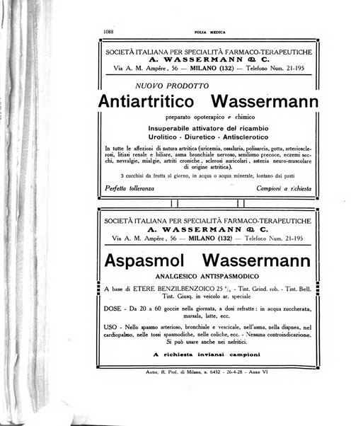 Folia medica periodico trimensile di patologia e clinica medica