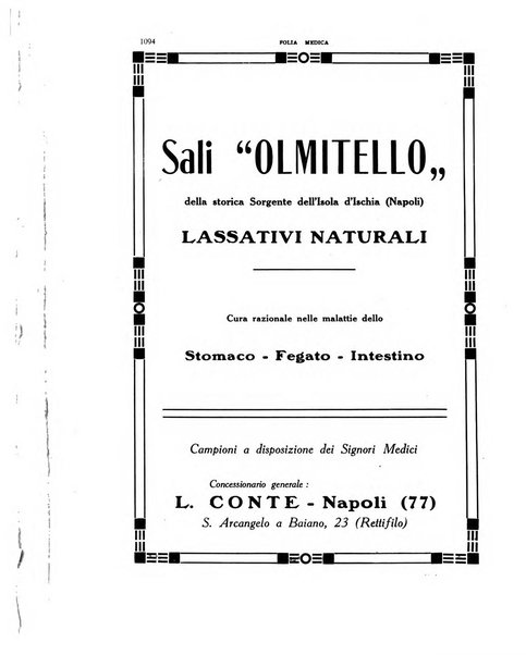 Folia medica periodico trimensile di patologia e clinica medica