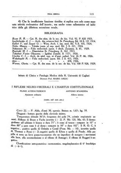 Folia medica periodico trimensile di patologia e clinica medica