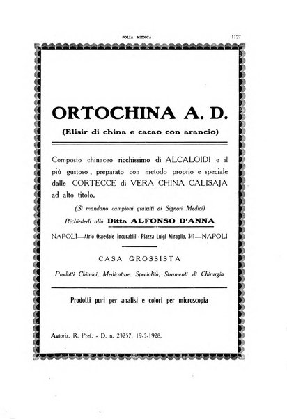 Folia medica periodico trimensile di patologia e clinica medica