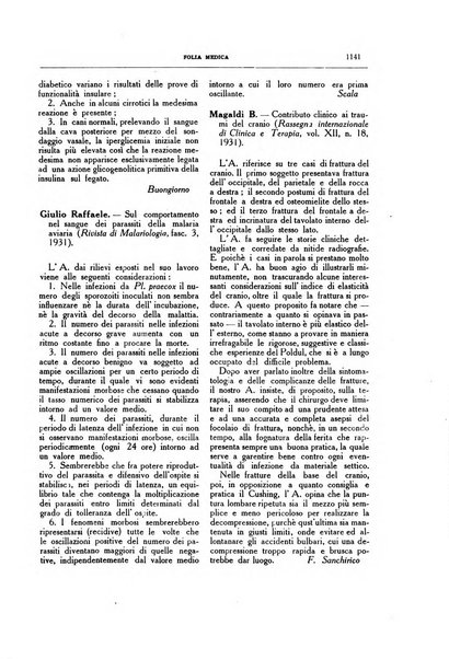 Folia medica periodico trimensile di patologia e clinica medica