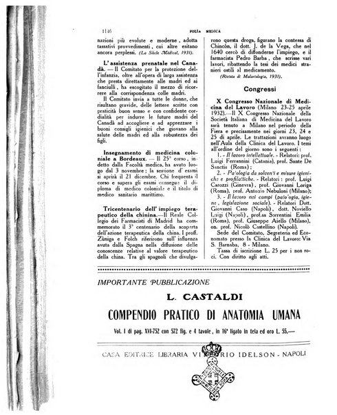 Folia medica periodico trimensile di patologia e clinica medica