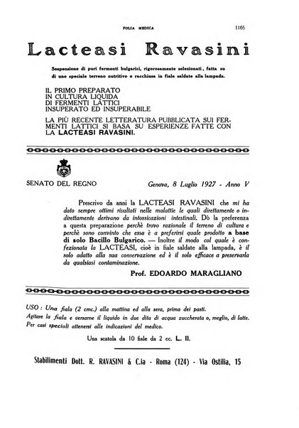 Folia medica periodico trimensile di patologia e clinica medica