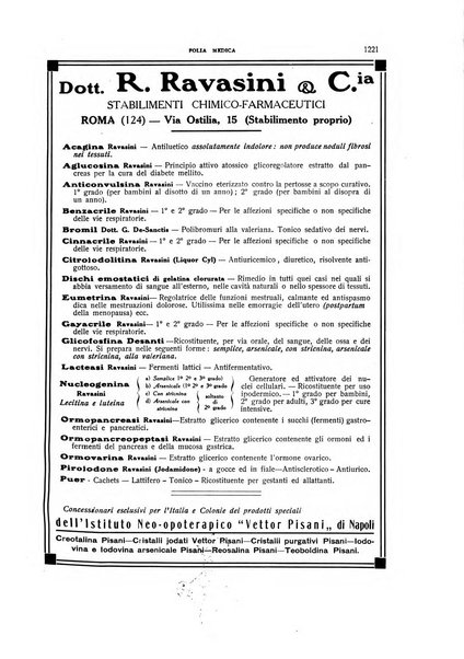 Folia medica periodico trimensile di patologia e clinica medica