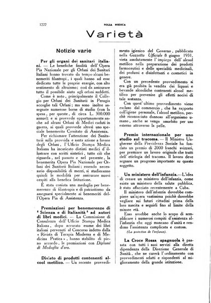 Folia medica periodico trimensile di patologia e clinica medica