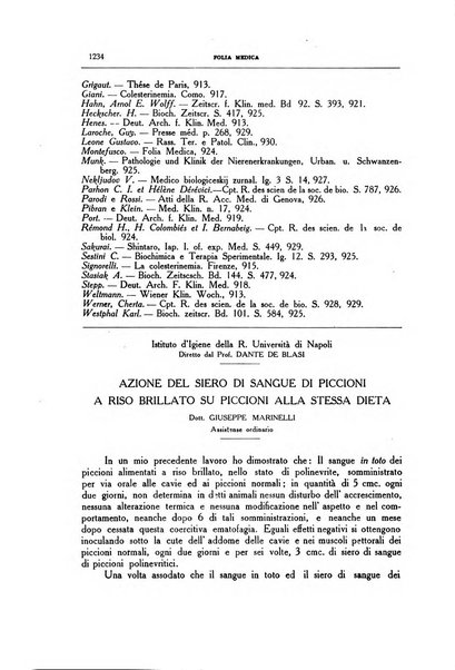 Folia medica periodico trimensile di patologia e clinica medica