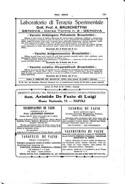 Folia medica periodico trimensile di patologia e clinica medica