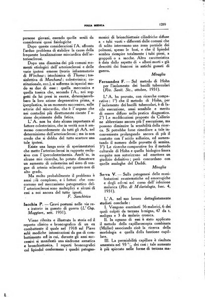 Folia medica periodico trimensile di patologia e clinica medica