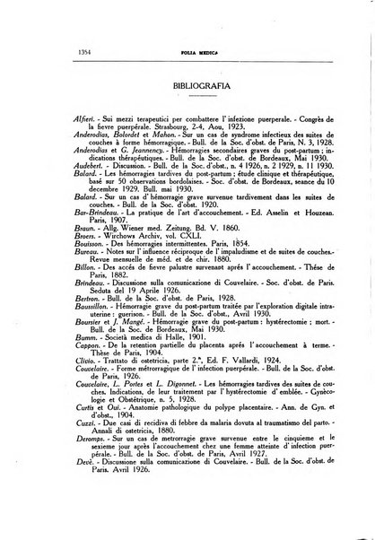 Folia medica periodico trimensile di patologia e clinica medica