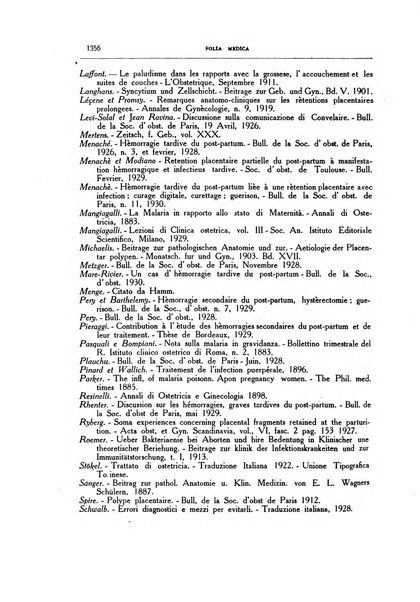 Folia medica periodico trimensile di patologia e clinica medica